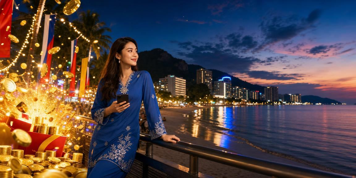 A card game enthusiast in baju kurung enjoying a Blackjack session in Penang